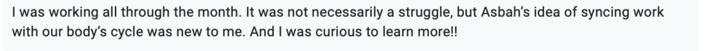 Feedback on Serenity Sync Membership by Dr Asbah Shams